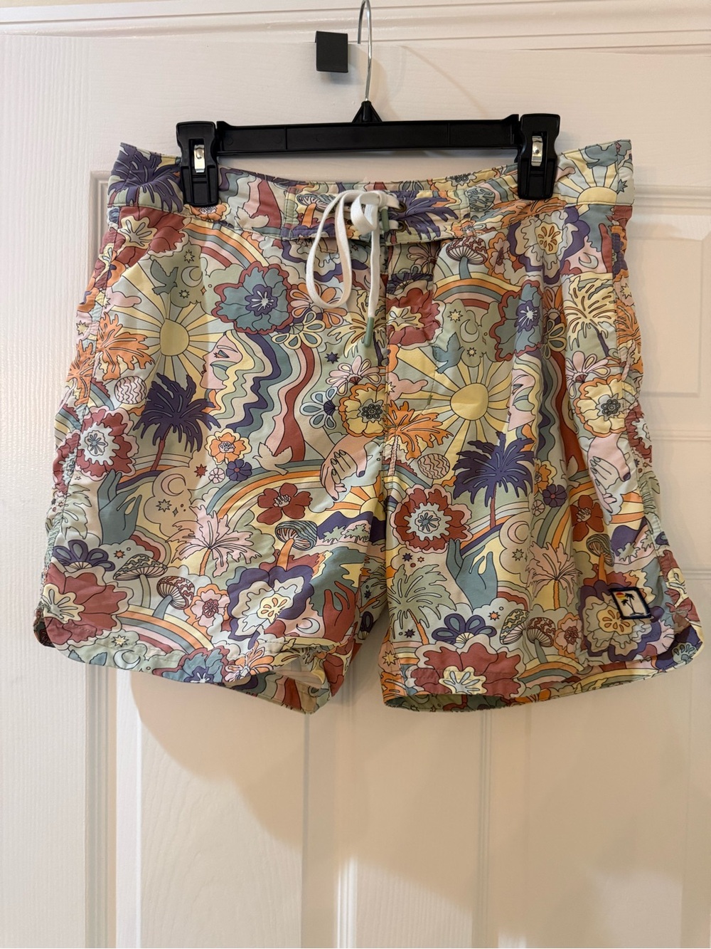 Marine Layer Pastel Floral Swim Board Shorts in Mint, Lavender & Coral